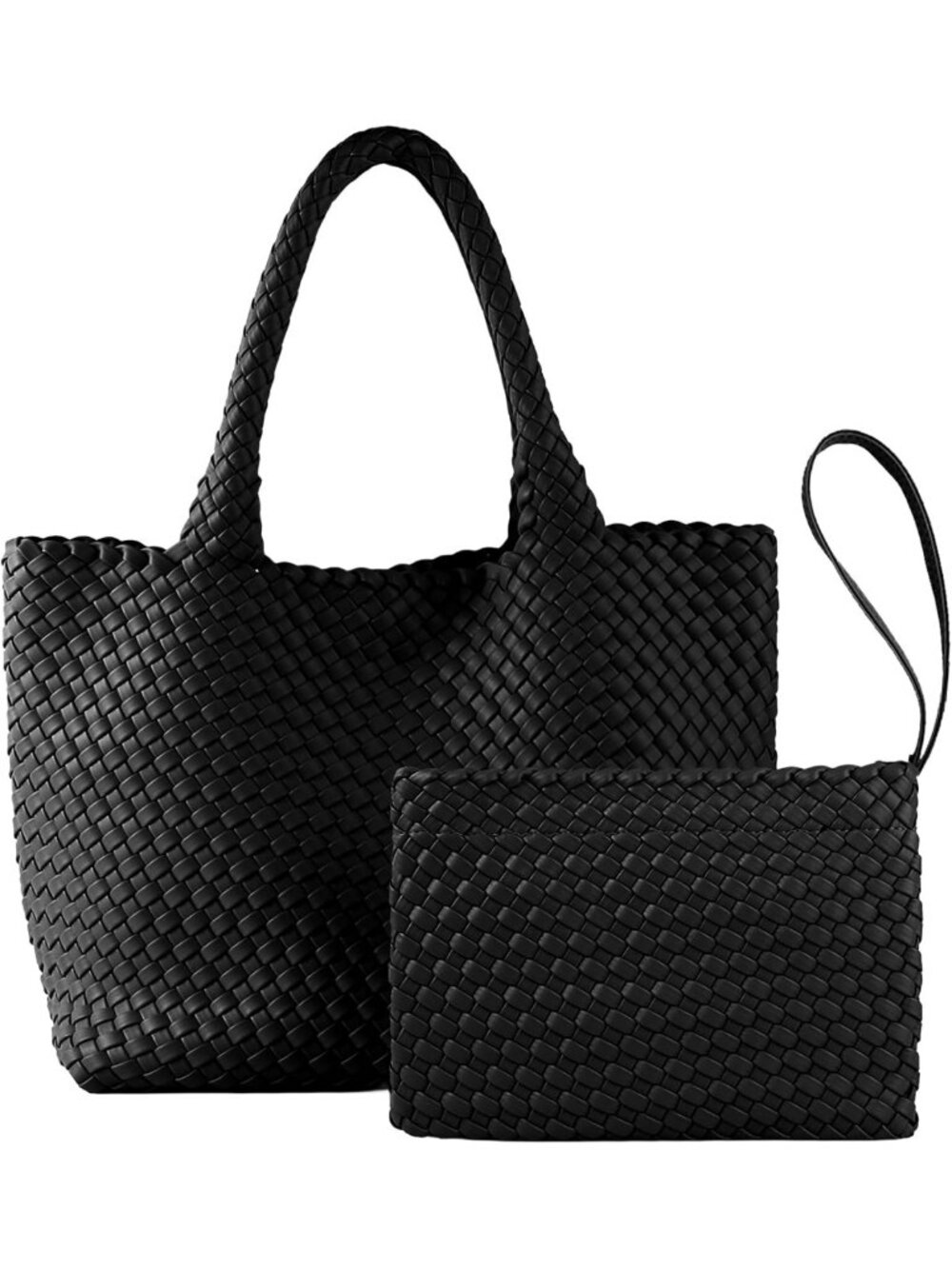 Handwoven Vegan Leather Tote Bag for Women with Matching Small Purse - Stylish